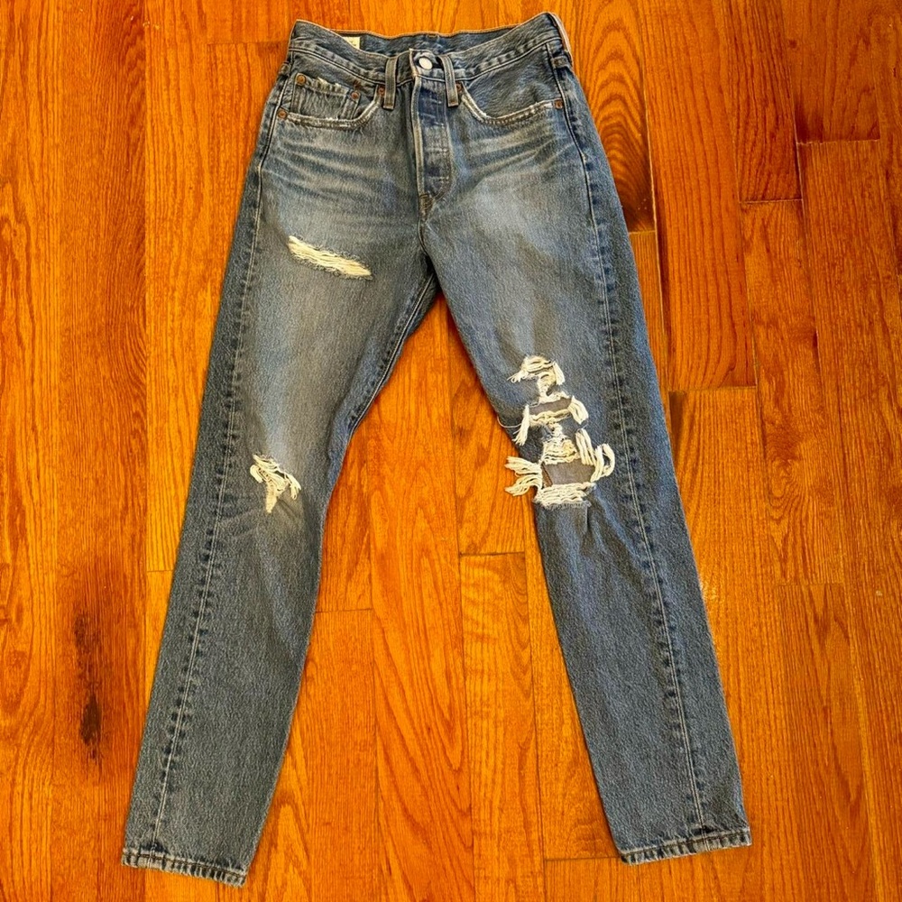Distressed Blue Jeans